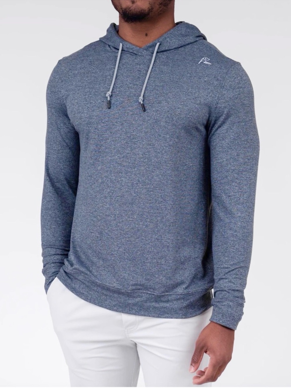 Rhoback Men's Hesi Performance Hoodie Heather Blue Stretch Golf
